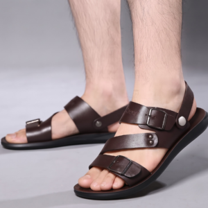 Sandale homme en cuir véritable avec bride arrière réglable