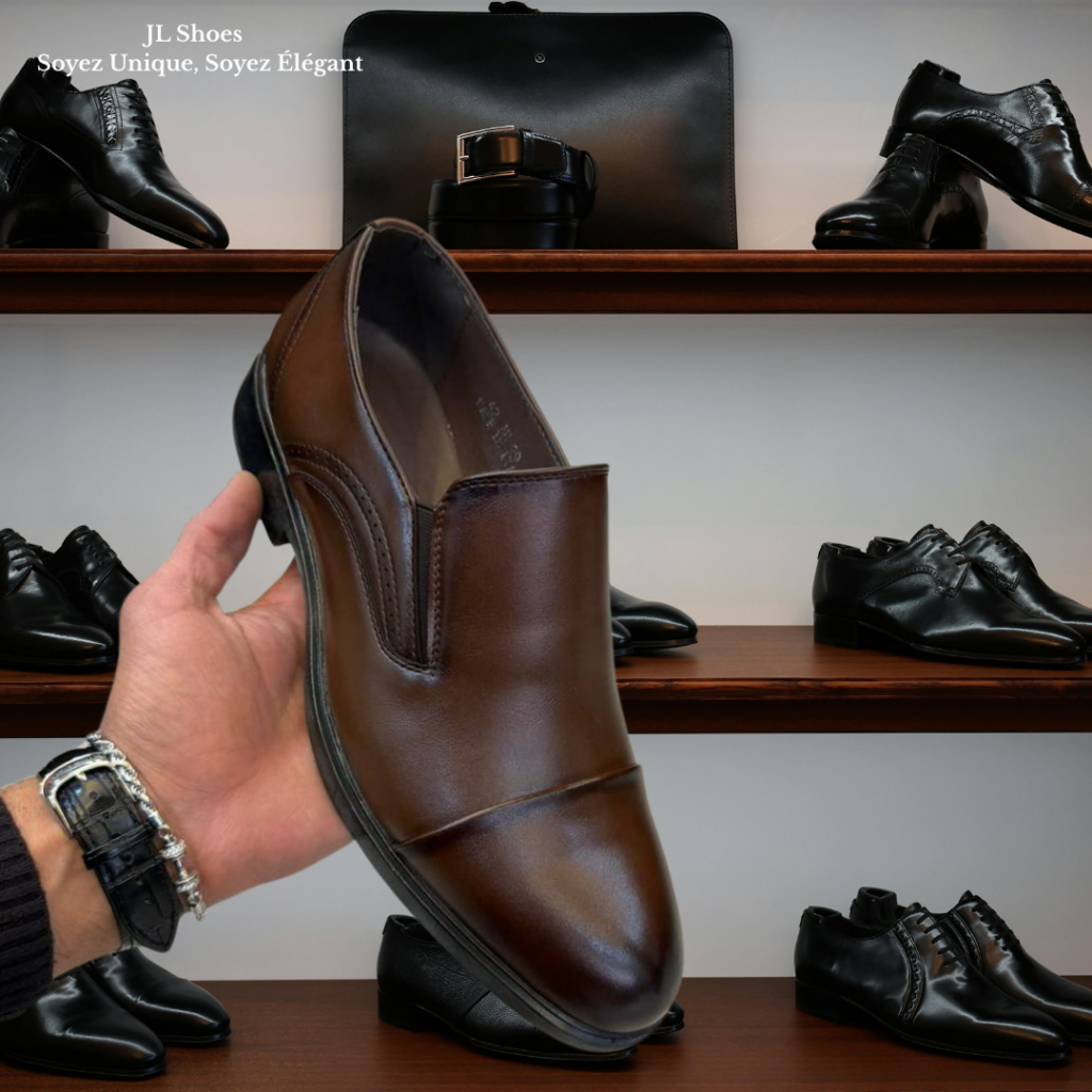 Majestic One chaussure habillée homme en cuir marron avec semelle élégante